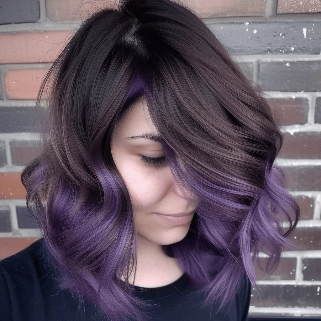 Dark Brown Hair with Lavender Balayage
