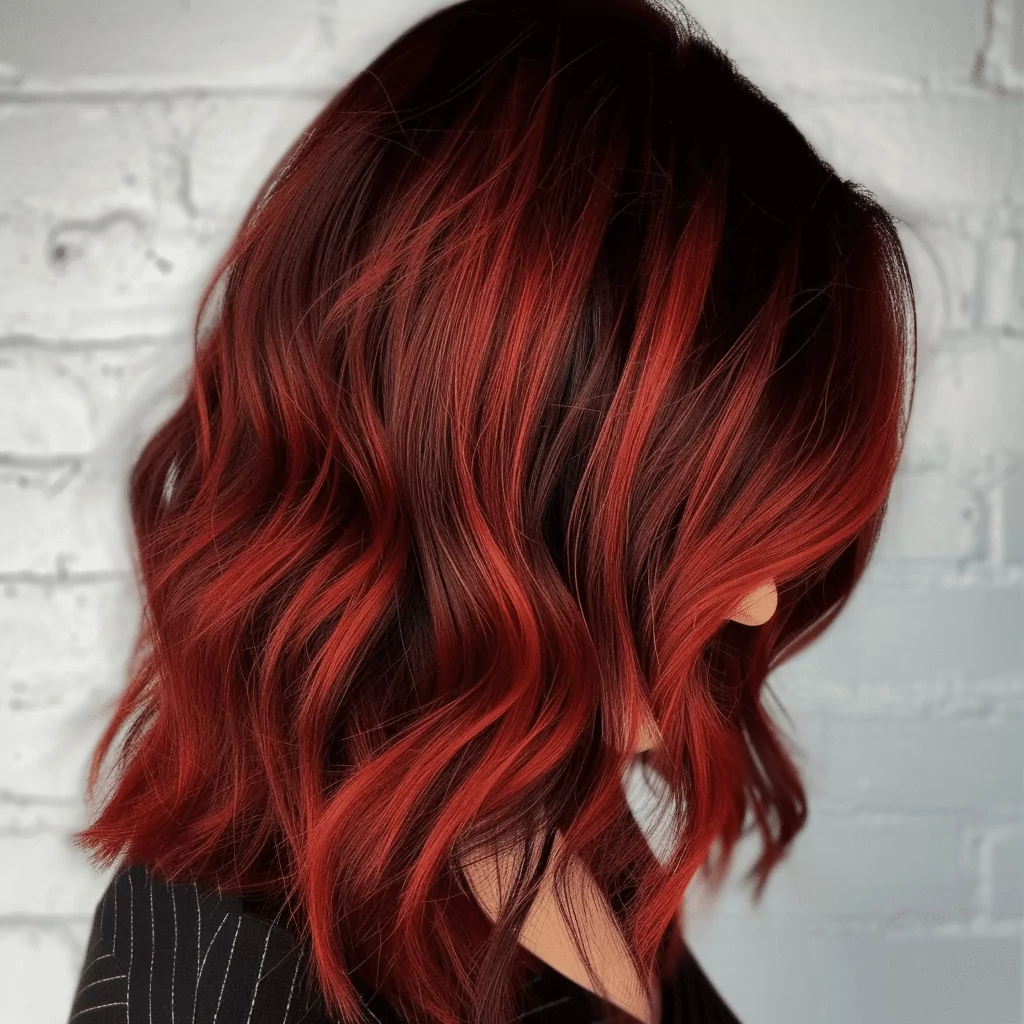 Dark to Bright Red Hair Balayage