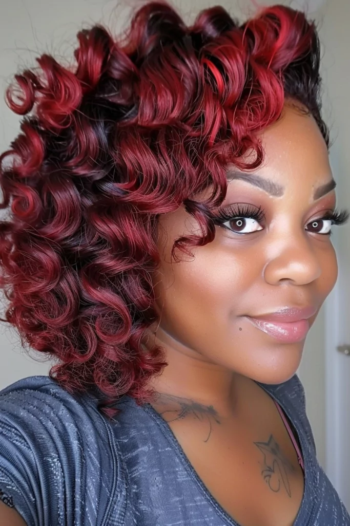 Dark to Bright Red Ombre on Natural Hair