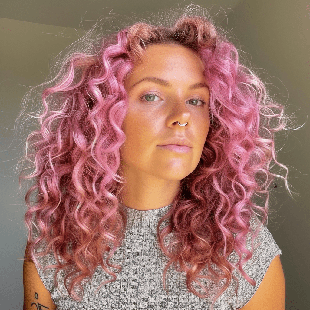 Dimensional Pink Curly Hair