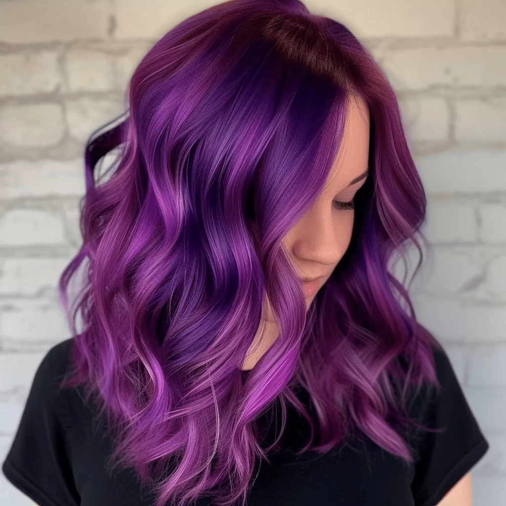 Dimensional Purple Color Hairstyle