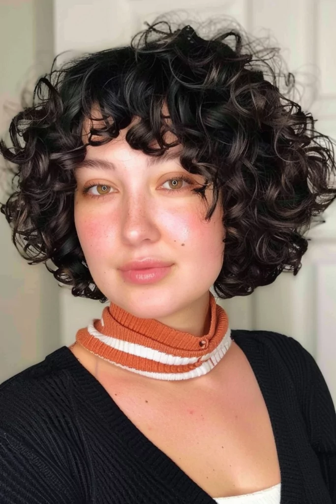 Face Framing Rounded Bob for Curly Hair