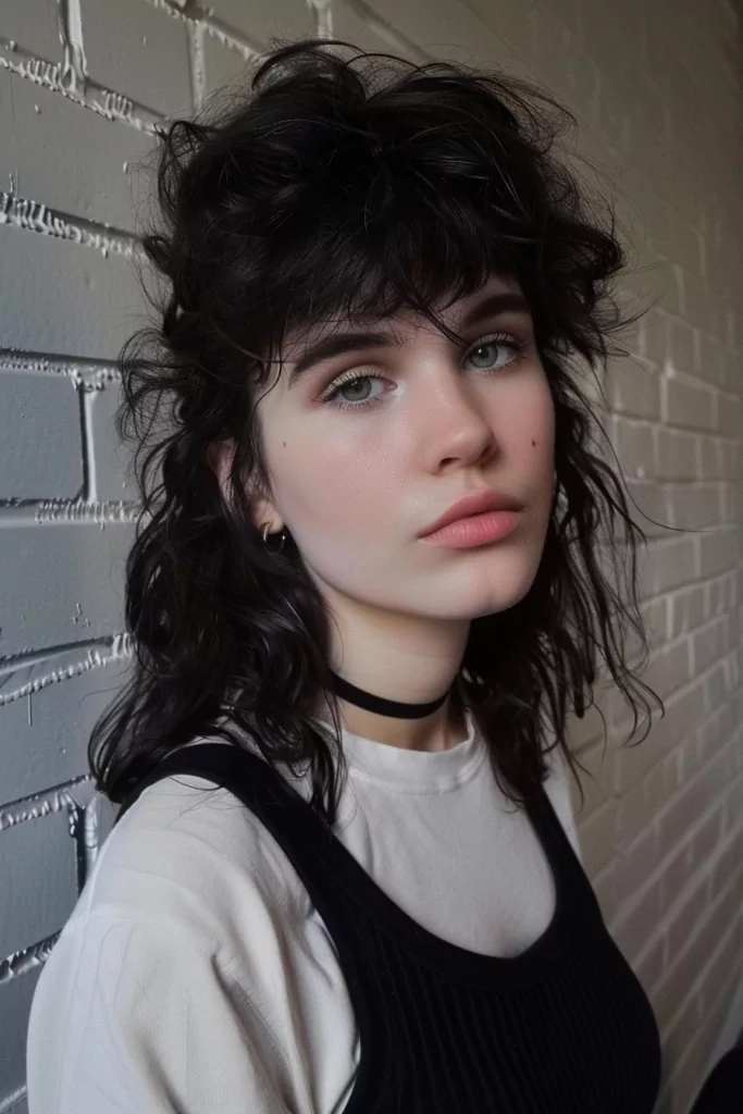 Female Mullet with Thick Baby Bangs