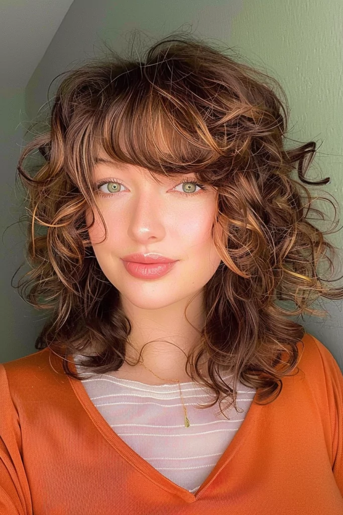 Flipped Out Loose Curls with curtain bangs