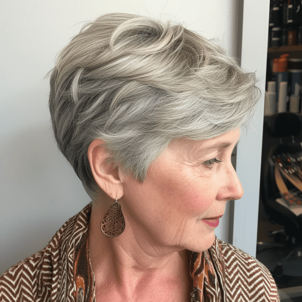 Gray Pixie Hairstyle over