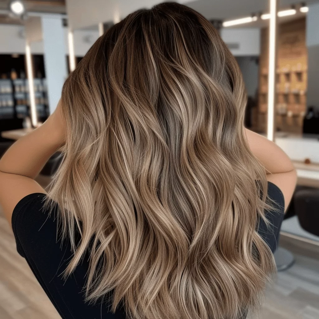 Light Brown Balayage With Dark Roots