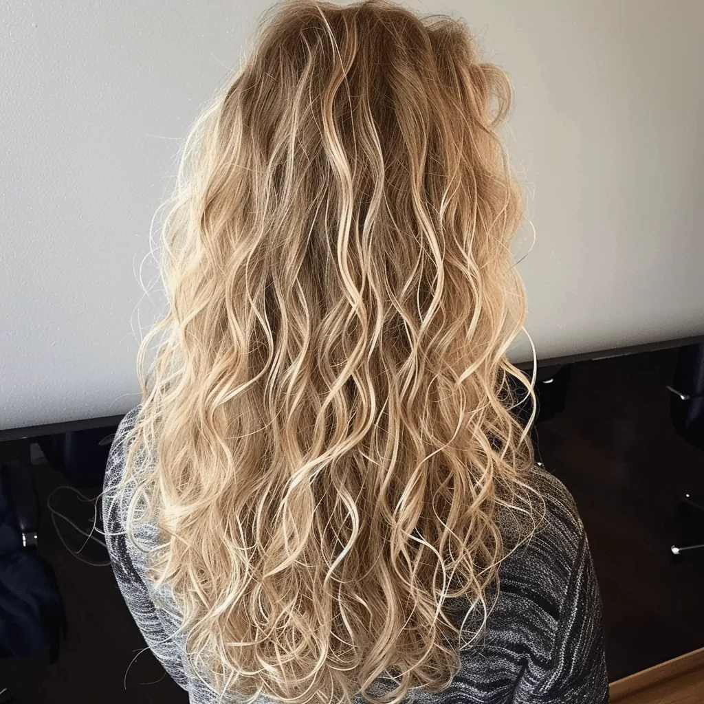 Long Brown Blonde Perm Hair