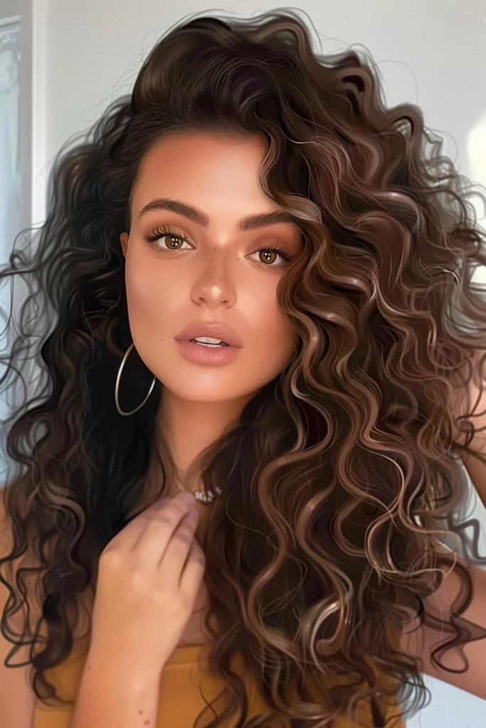 Long Brown Curly Hairstyle