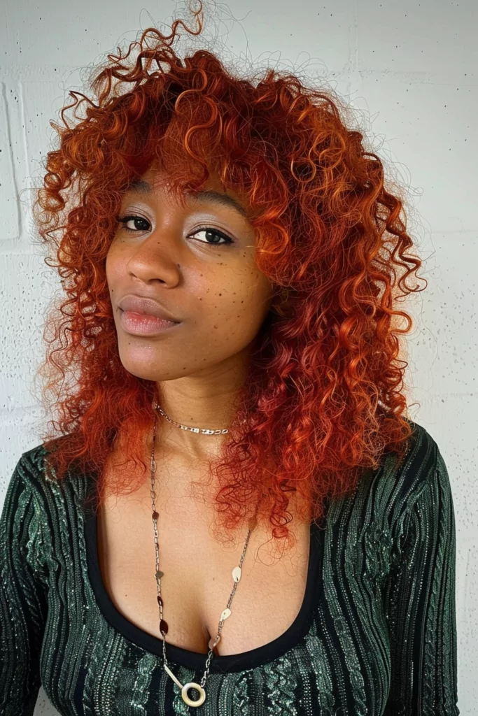 Lont Red Mullet Shag on Natural Hair
