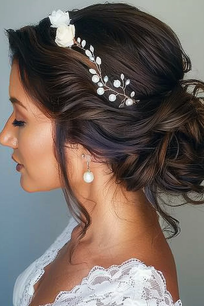 Low Wedding Updo With A Brown