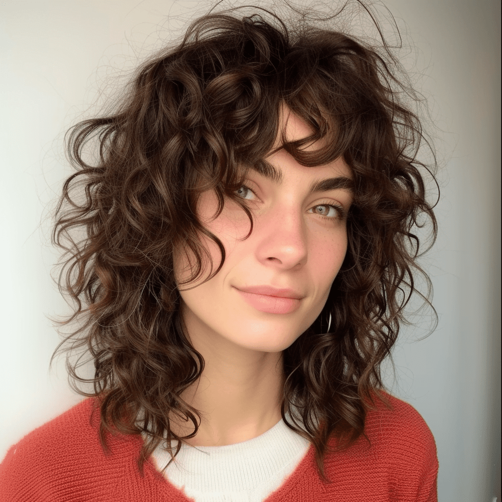 Medium Curly Layered Hairstyle