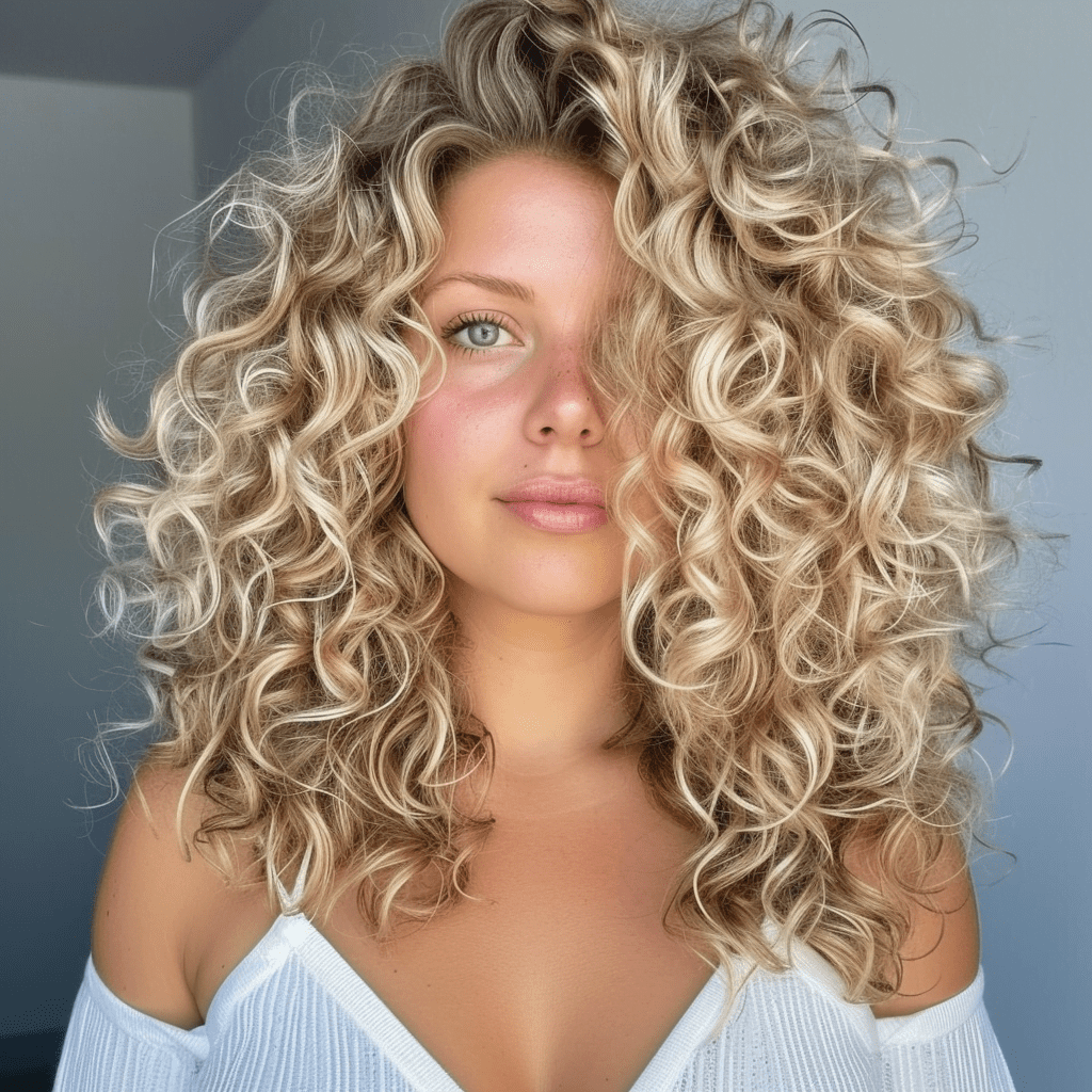 Medium Length Blonde Curly Hair