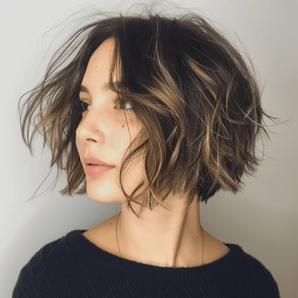Messy Bob Cut With A Jaw Length Fringe
