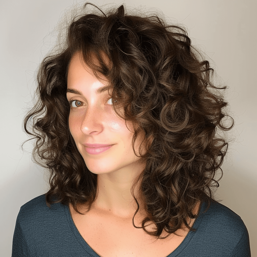 Mid Length Layered Cut for Curly Hair
