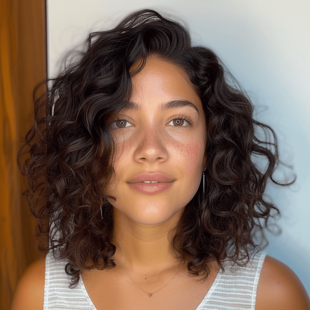 Natural Curly Combover Lob