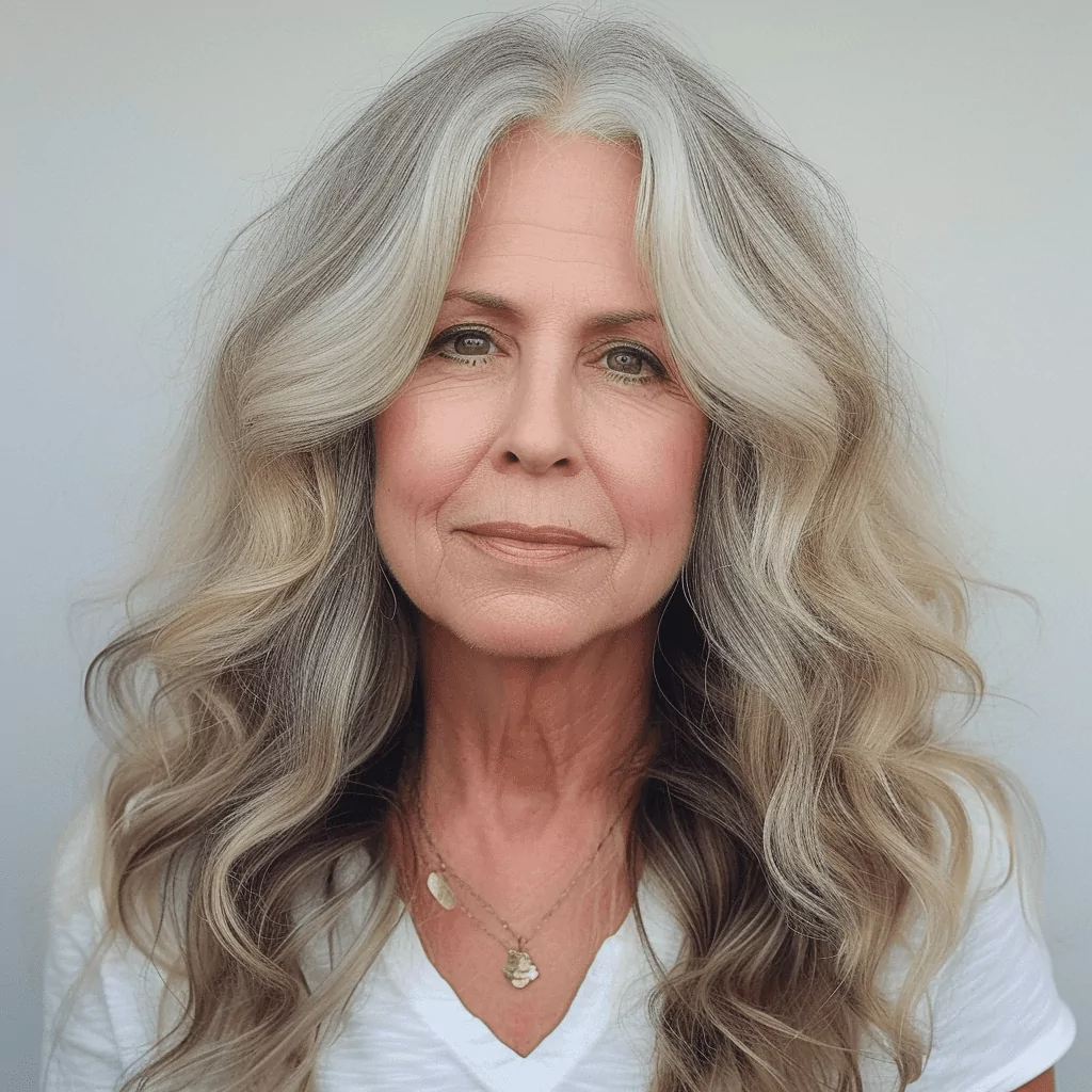 Naturally Graying Wavy Hairstyle for over