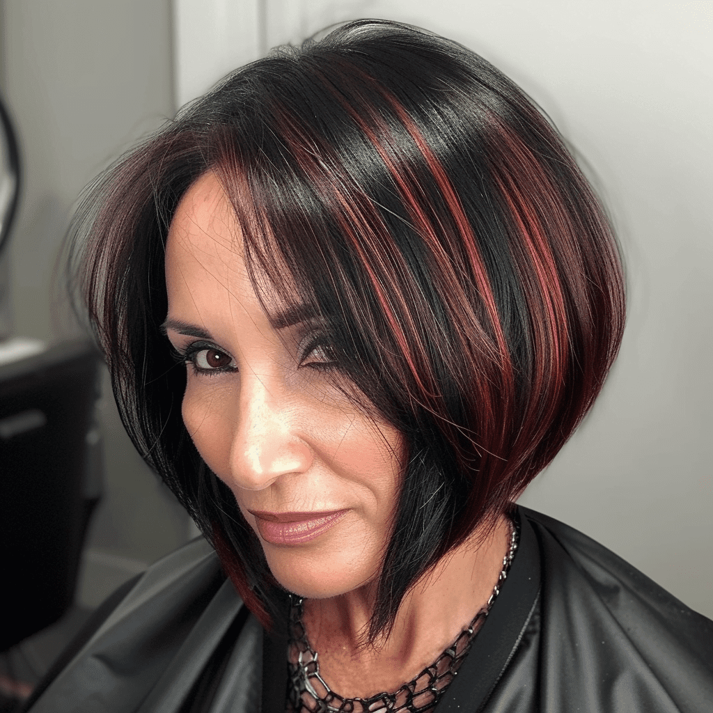 Over Burgundy Bob With Red Accent