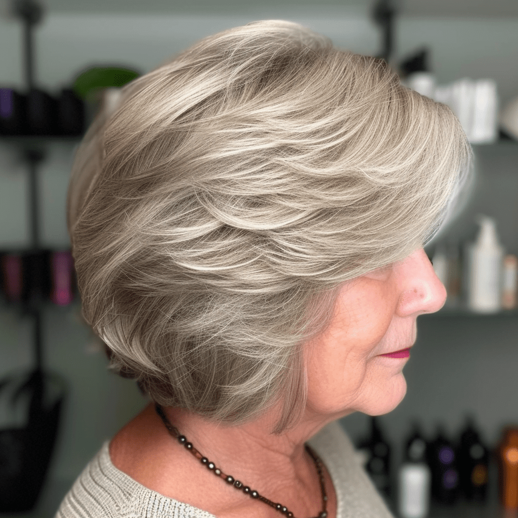 Over Beige Gray Feathered Bob