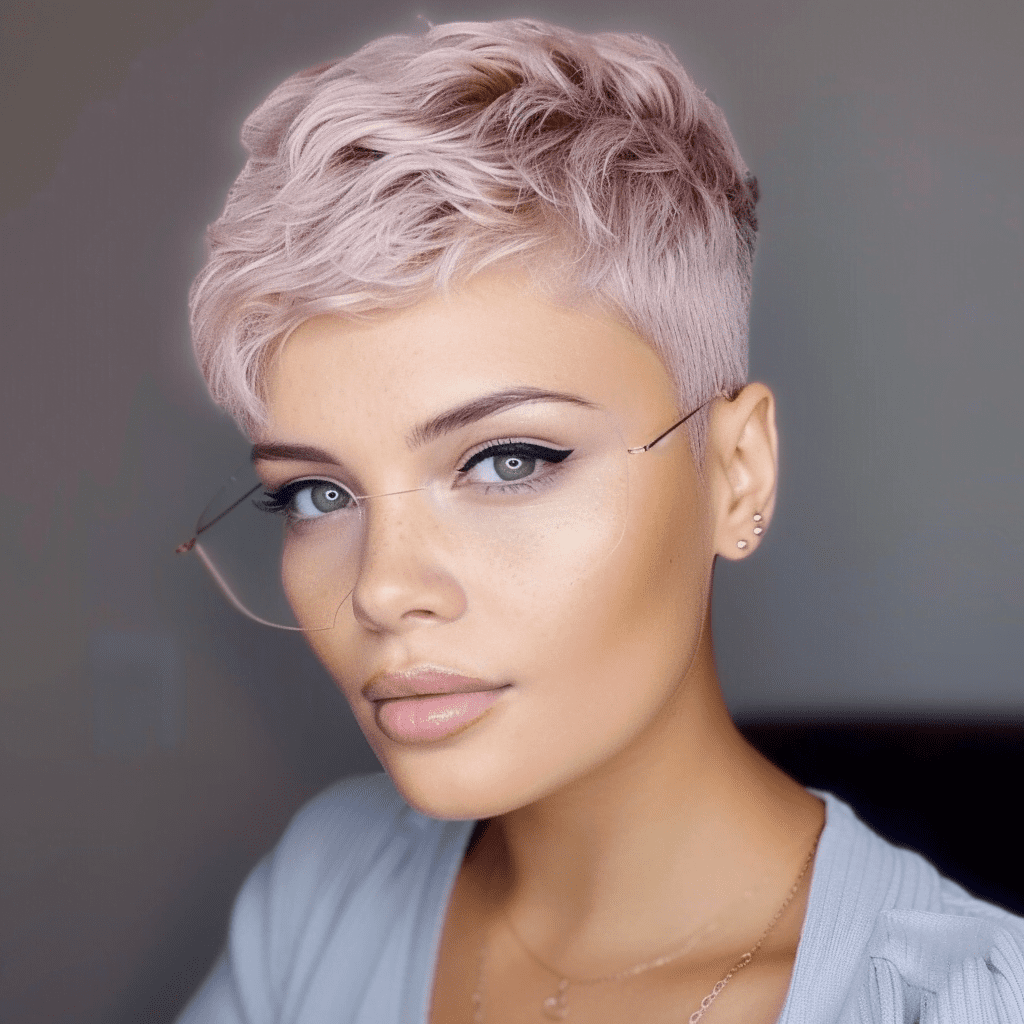 Pastel Pink Short Pixie Cut