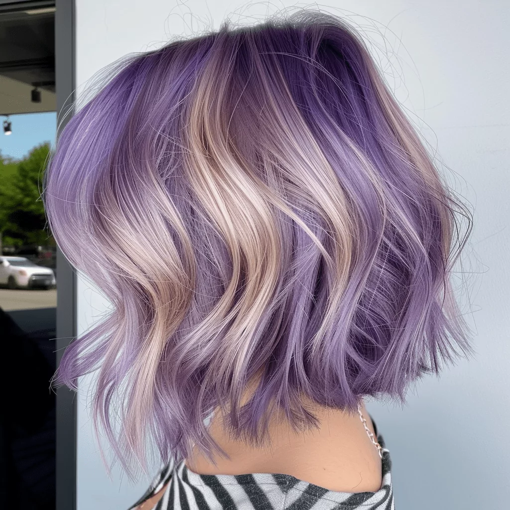 Pastel Purple Bob with Highlights and Lowlights