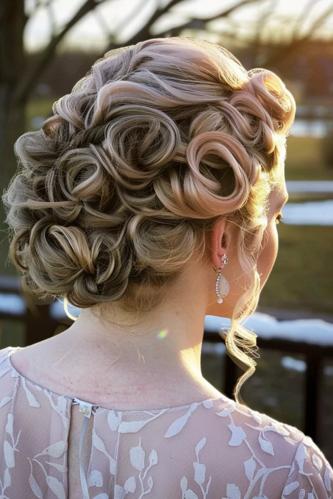 Picture of a fancy yet formal curly updo