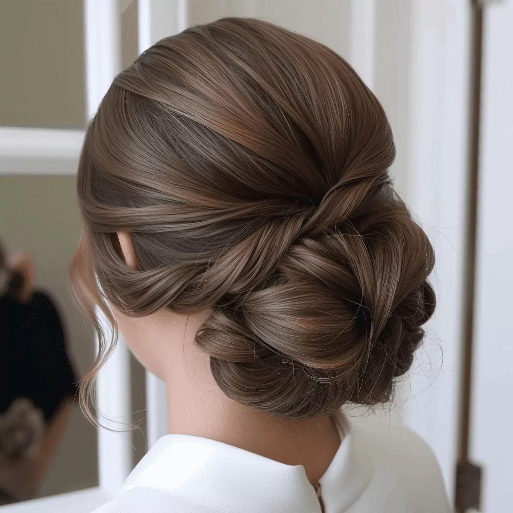 Polished Low Updo for Long Hair