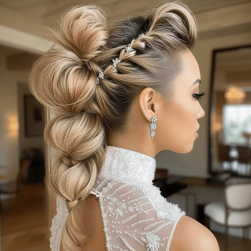 Ponytail Wedding Hairstyle with Fauxhawk