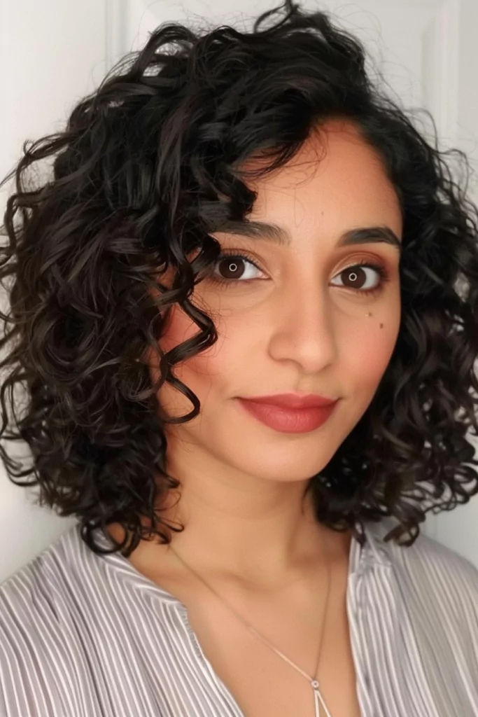 Romantic Shoulder Length Cut for Curly Hair
