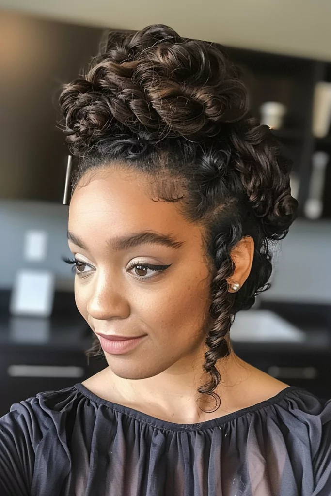 Romantically Braided Curly Updo