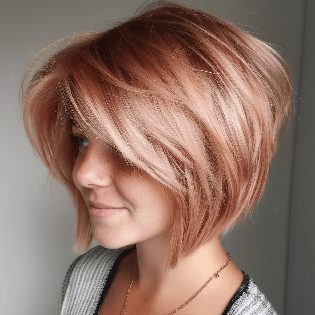 Rose Gold Bob With Choppy Layers