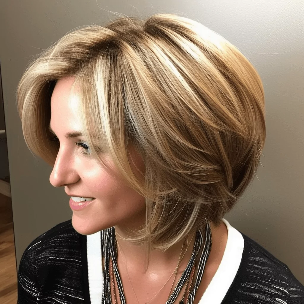 Rounded Bob With Zig Zag Parting