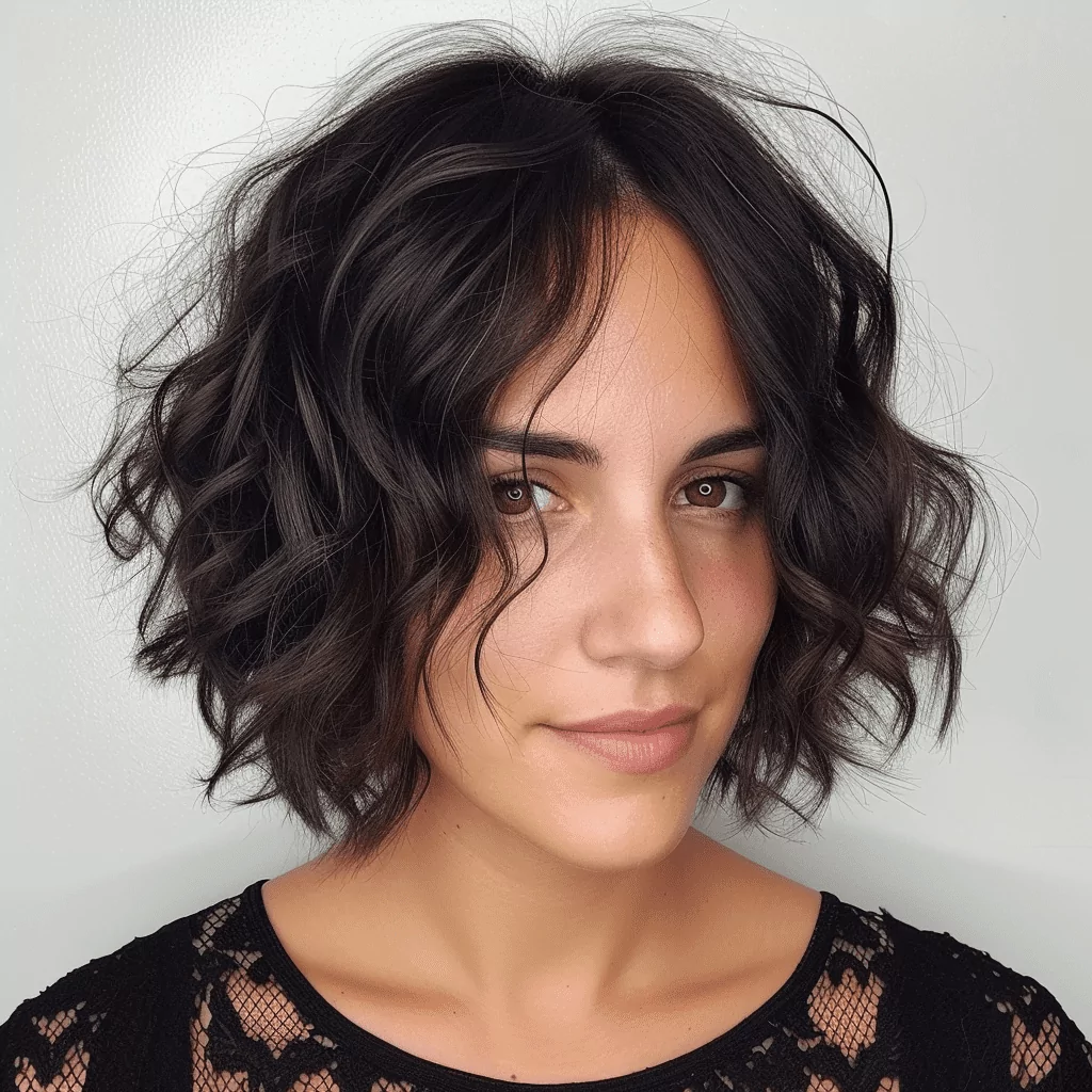 Rounded Messy Curly Bob