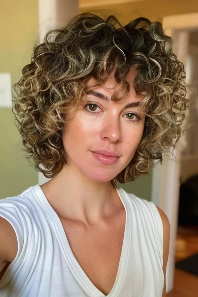 Shag with Short Layers on Top for Curly Hair