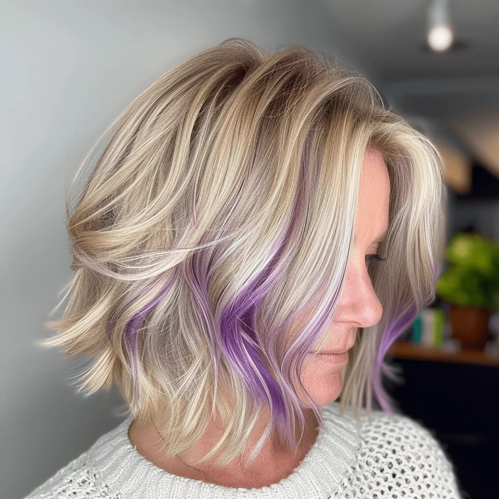 Short Blonde Hair with Purple Babylights