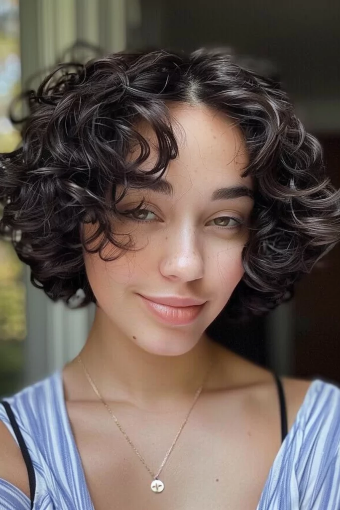 Short Curly Hair with Layered Ends