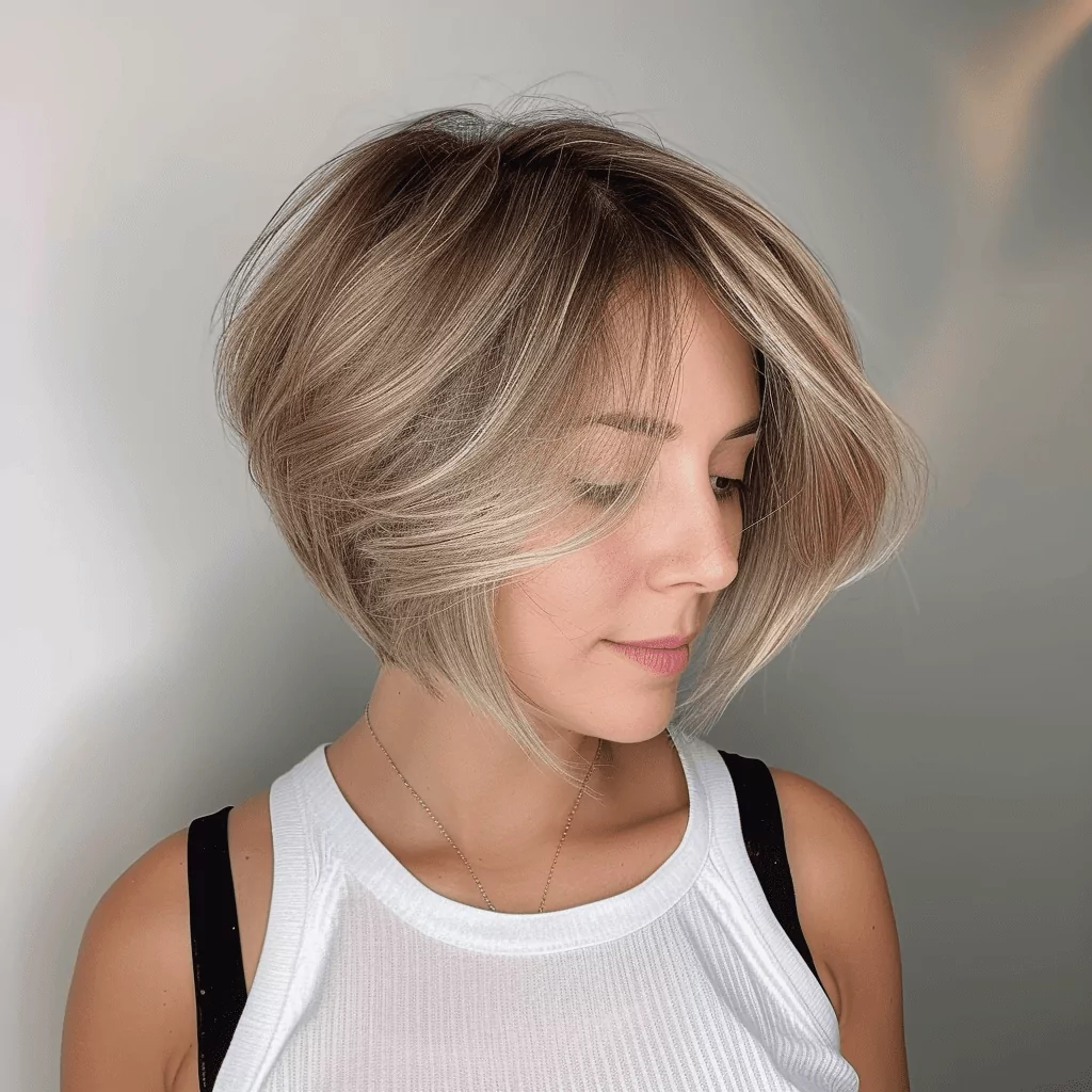 Short Straight Bob with Swoopy Layers