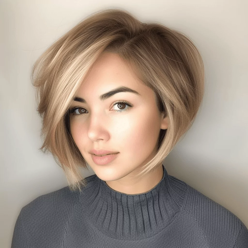Short Wispy Bob For A Round Face