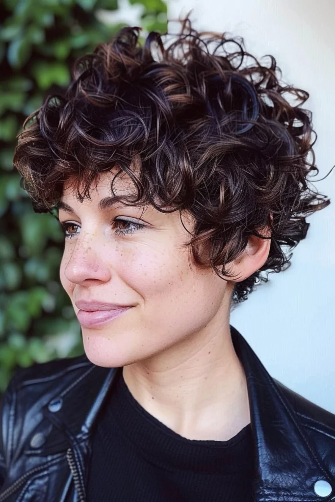 Short Wolf Cut with Large Curls