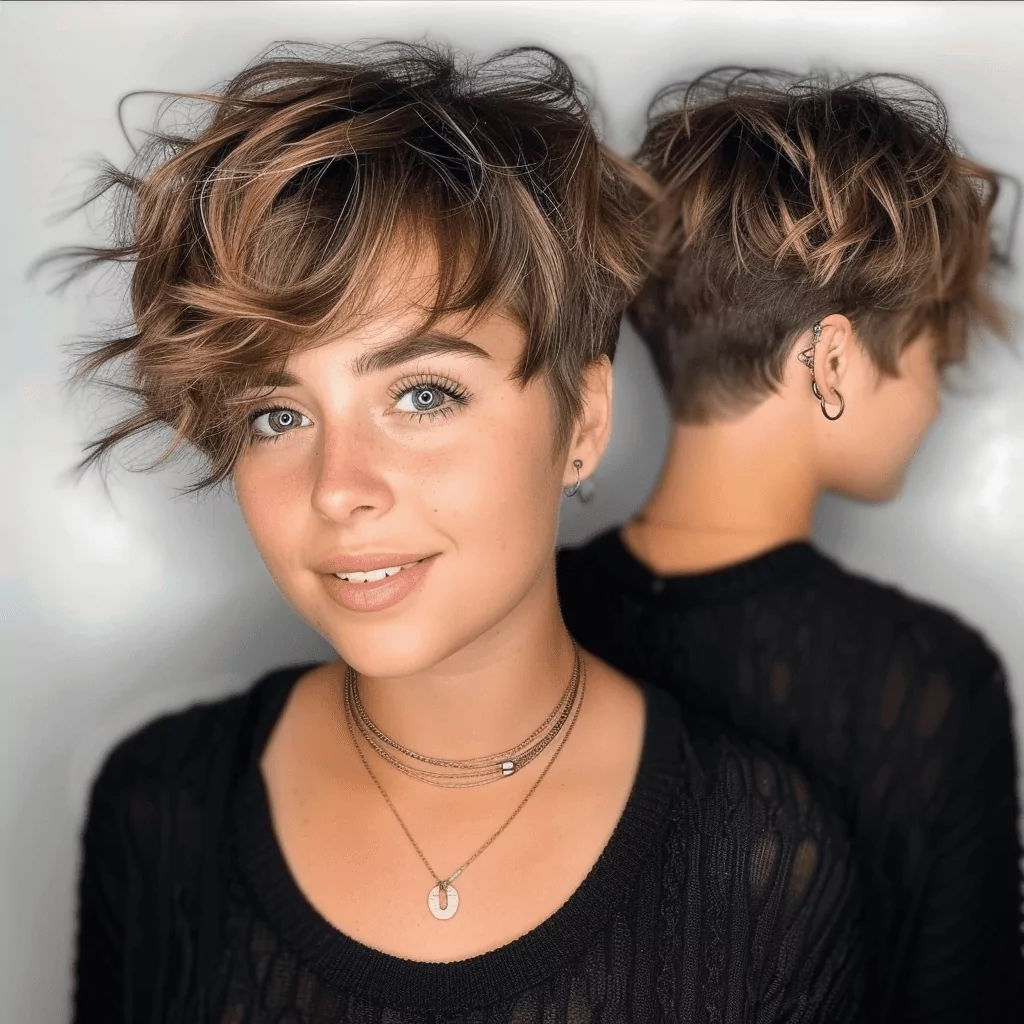 Short wavy Hair With Undercut For Round Faces