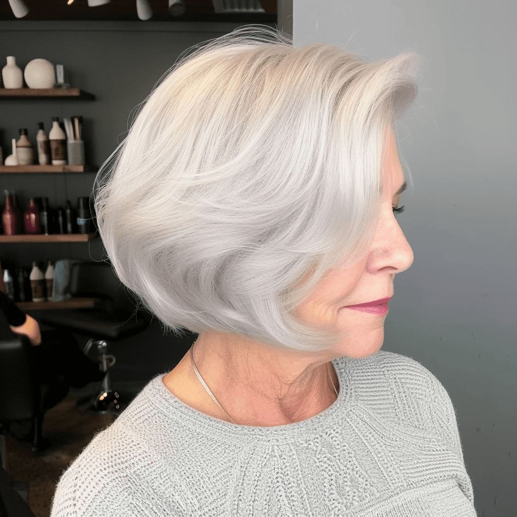 Silver Bob Hairstyle For Women Over