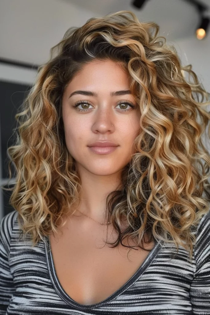 Subtle Blonde Highlights on Coily Hair
