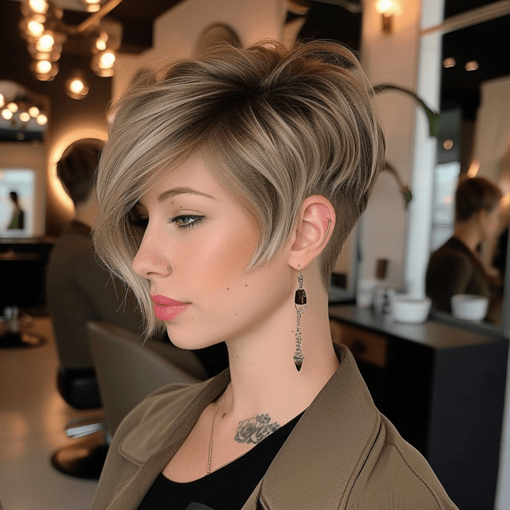 Undercut Pixie With Side Swept Bangs