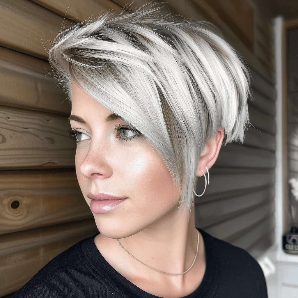 Undercut Pixie with Platinum Silver Highlights