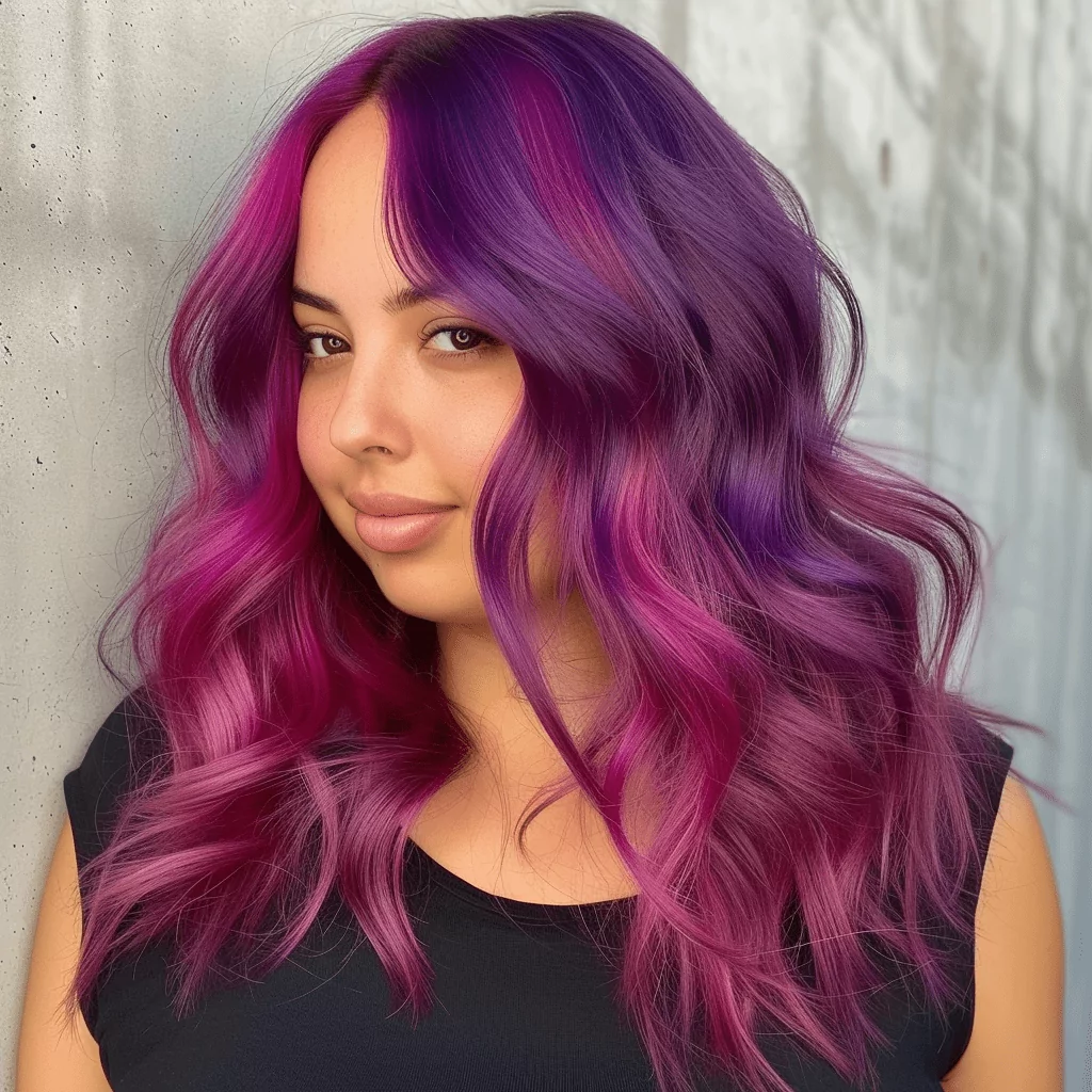 Vivid Hair Color with Violet and Pink Blend