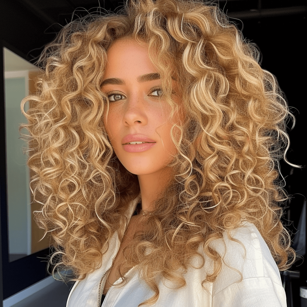 Warm Blonde Long Curly Hairstyle