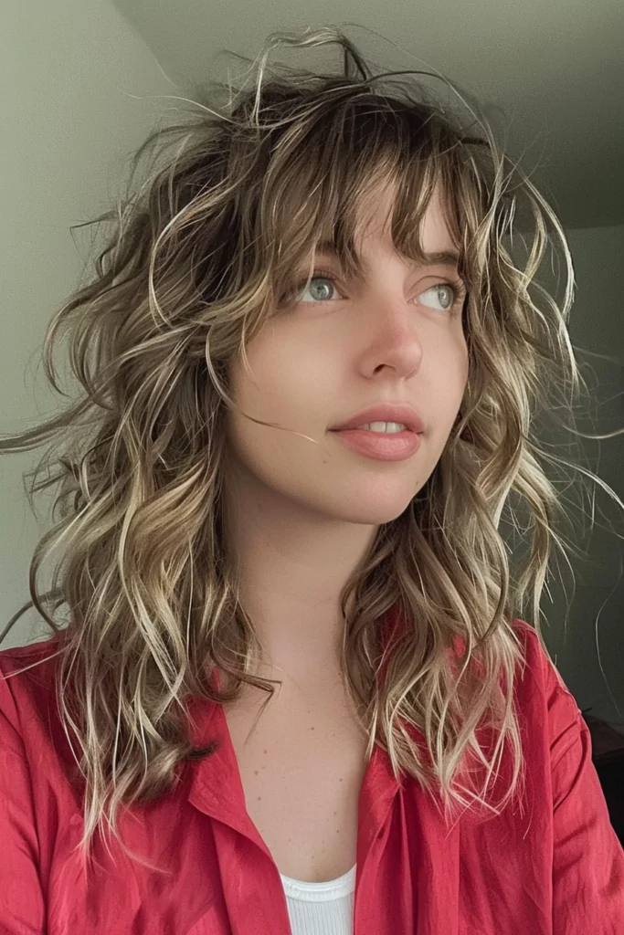 Wolf Cut with Curtain Bangs for Natural Waves