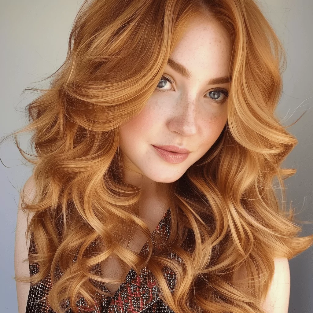 long layered curly copper blonde hairstyle