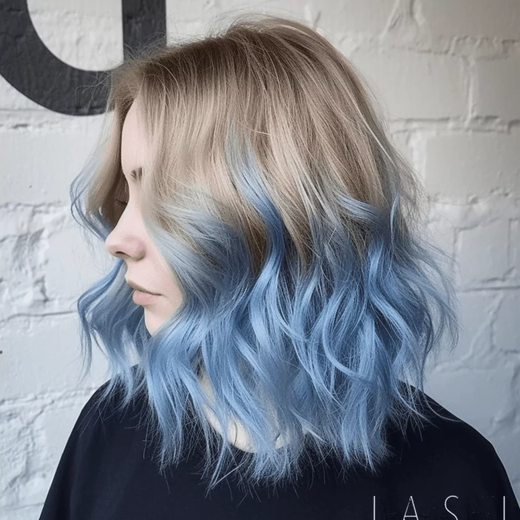 pastel blue ombre for ash blonde hair