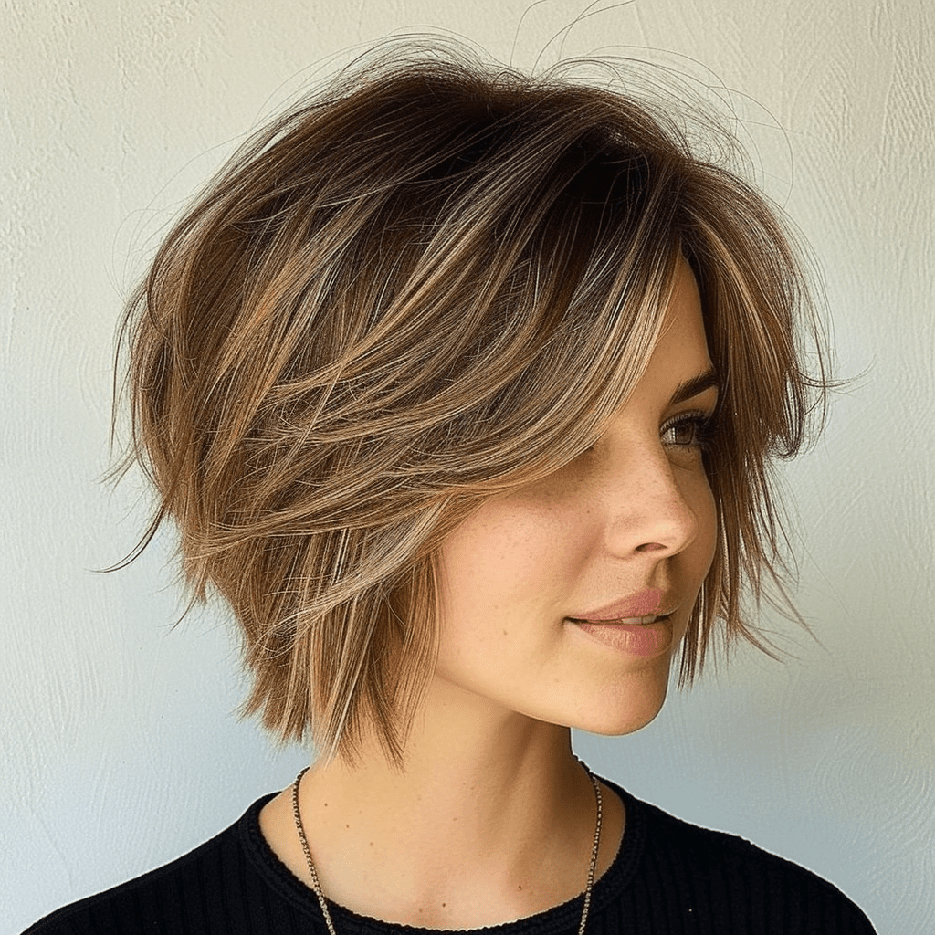 short to medium razored haircut for women