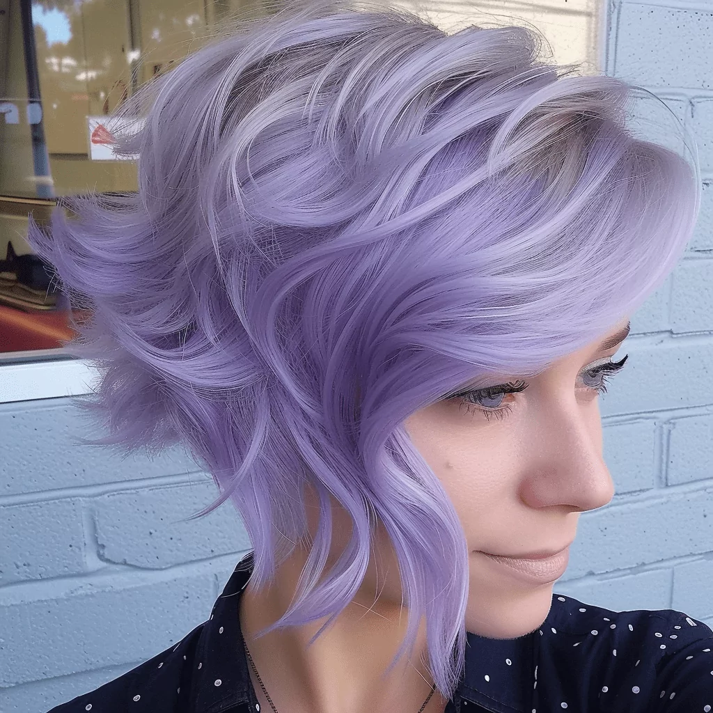 short wavy lavender hairstyle